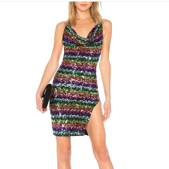 LPA Sequins Dress 658 Rainbow Size XXS - Picture 1 of 10